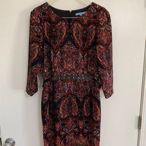 Antonio Melani printed 3/4 sleeve belted dress Size 12